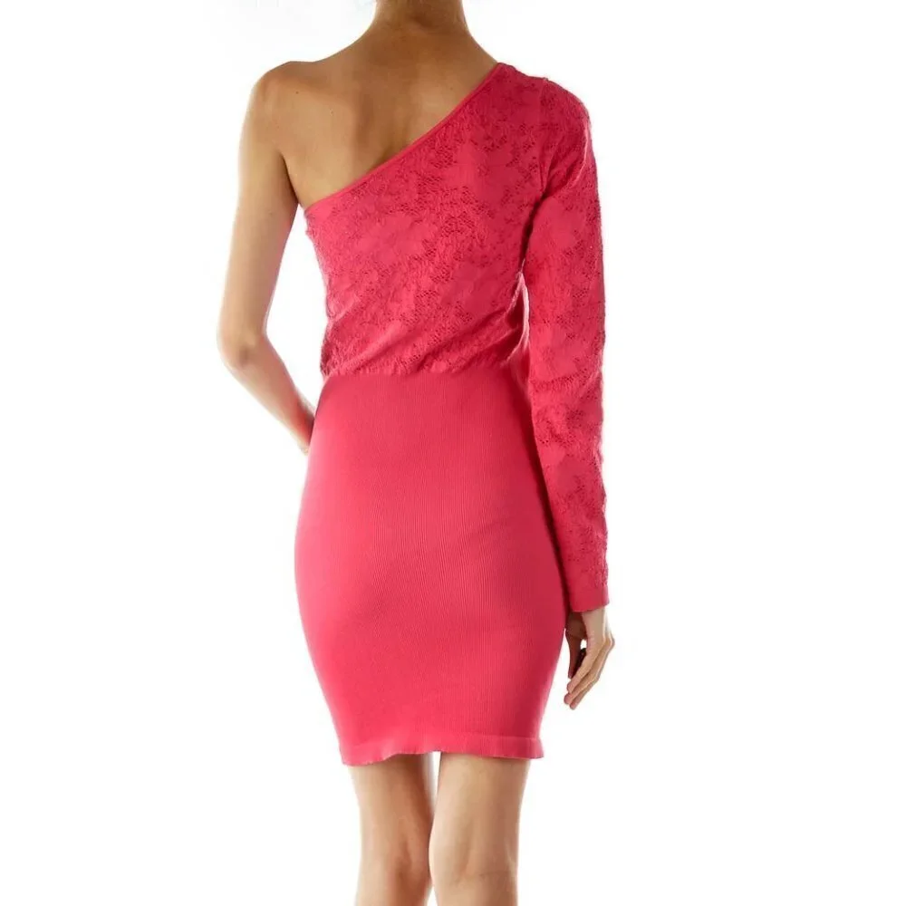 BCBGeneration Pink One-Shoulder Bodycon Cocktail Dress - Picture 2 of 3